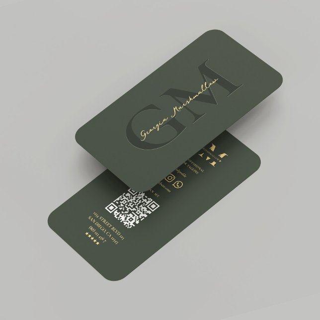 Tarjeta De Visita Moderno Monograma Dark Green Marketing Profesional (Modern Monogram Dark Green Marketing Professional Business Card
)
