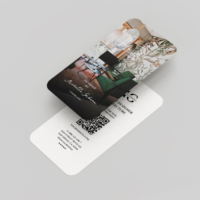 Tarjeta De Visita Moderno Monograma Diseñador Interior Foto (Modern Monogram Interior Designer Photo Business Card
)