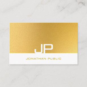 Tarjeta De Visita Moderno Monograma Dorado Elegante Plantilla de mod