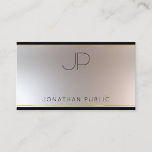 Tarjeta De Visita Moderno Monograma Dorado Plata Elegante Plantilla