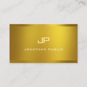 Tarjeta De Visita Moderno Monograma Elegante Gold Look Profesional T