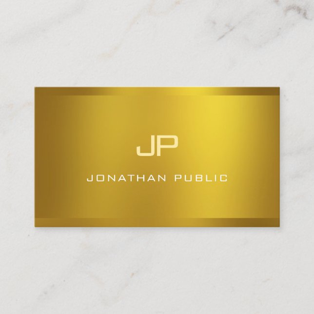 Tarjeta De Visita Moderno Monograma Elegante Gold Look Profesional T (Anverso)
