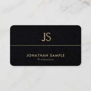 Tarjeta De Visita Moderno Monograma Elegante Llanura de Oro Negro