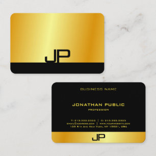 Tarjeta De Visita Moderno Monograma Elegante Modelo de Oro Negro