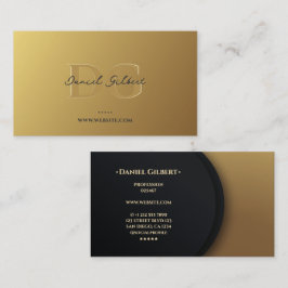 Tarjeta De Visita Moderno Monograma Elegante Oro Profesional