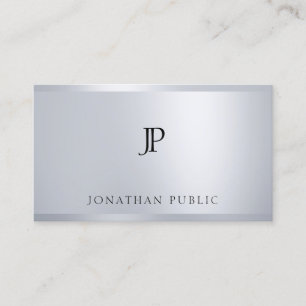 Tarjeta De Visita Moderno Monograma Elegante Plantilla Plata