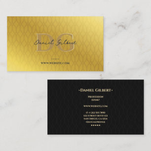 Tarjeta De Visita Moderno Monograma Elegante Profesional Gold Elemen