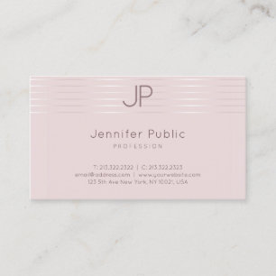 Tarjeta De Visita Moderno Monograma Elegante Profesional Rosa Gold