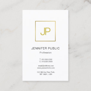 Tarjeta De Visita Moderno Monograma Gold Elegante Diseño Profesional