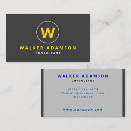 Tarjeta De Visita Moderno (monograma) Gris y mate negro