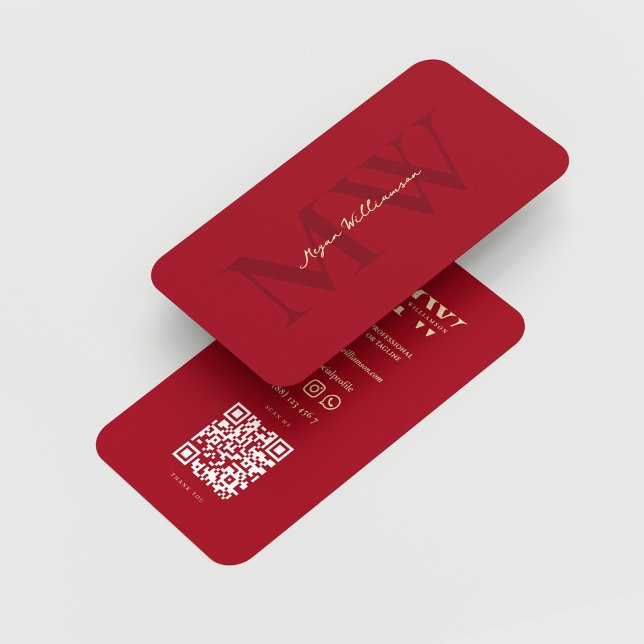 Tarjeta De Visita Moderno Monograma Iniciales Profesionales Vino Roj (Modern Monogram Initials Professional Red Wine Business Card
)
