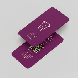 Tarjeta De Visita Moderno Monograma Lujo Morado Oro Dentista Dental