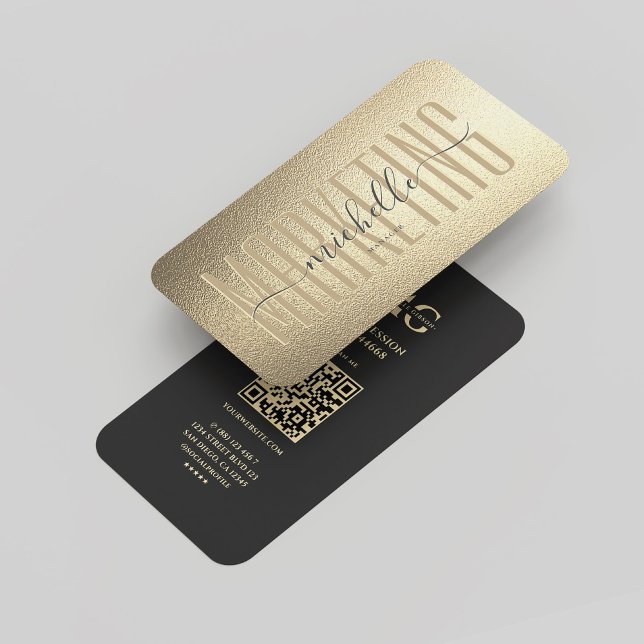 Tarjeta De Visita Moderno Monograma Marketing Profesional Faux Gold (Modern Monogram Marketing Professional Black Gold Business Card
)
