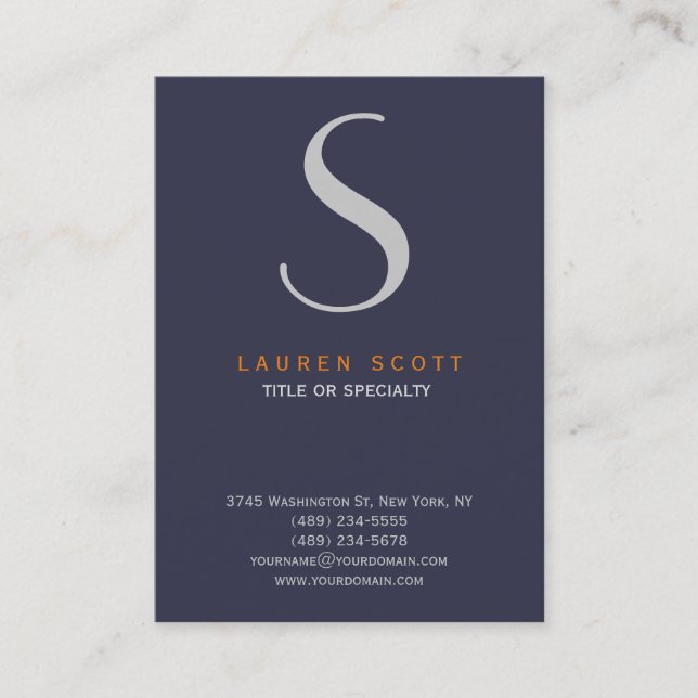 Tarjeta De Visita Moderno Monograma Moda vertical profesional elegan (Anverso)