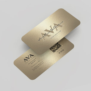 Tarjeta De Visita Moderno Monograma Profesional Elegante Faux Gold