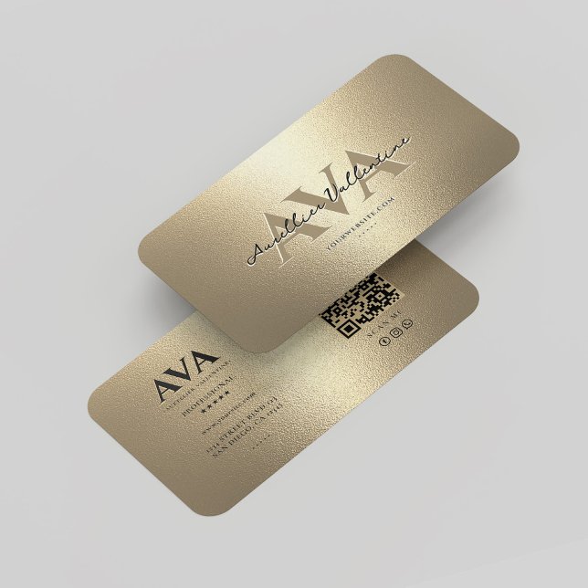 Tarjeta De Visita Moderno Monograma Profesional Elegante Faux Gold (Modern Professional Monogram Elegant Black Gold Business Card
)
