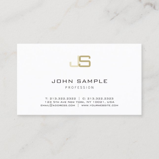 Tarjeta De Visita Moderno Monograma Profesional Elegante Simple (Anverso)