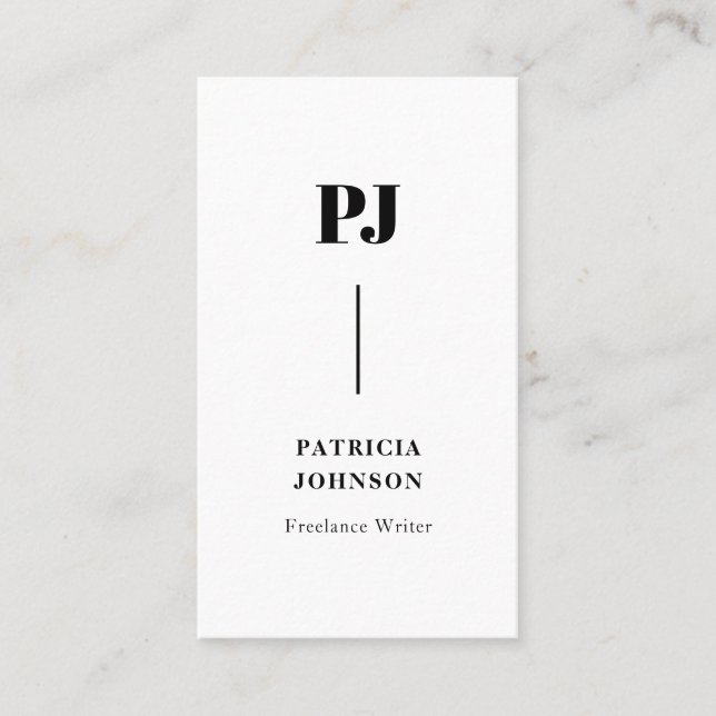 Tarjeta De Visita Moderno Monograma Profesional en blanco y negro (Anverso)