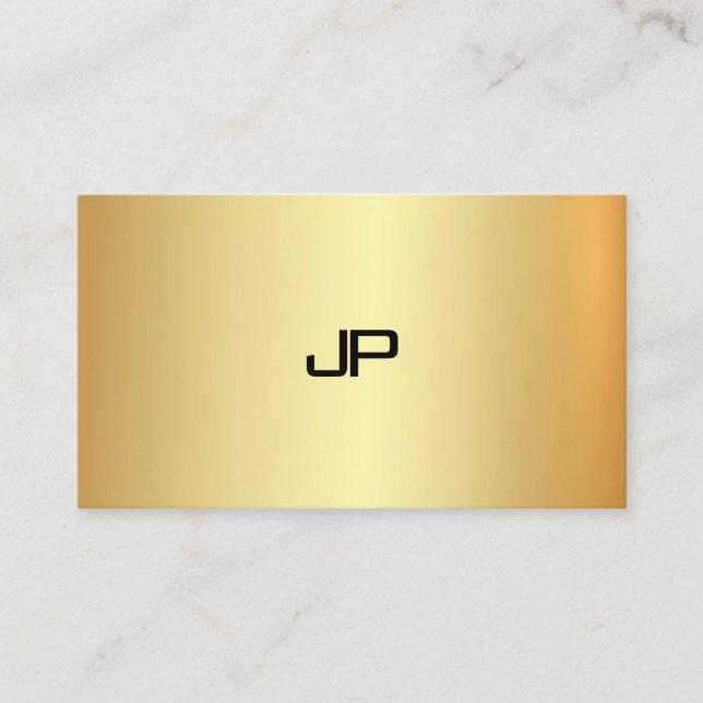 Tarjeta De Visita Moderno Monograma profesional Faux Gold Elegante (Anverso)