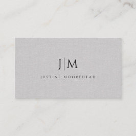 Tarjeta De Visita Moderno Monograma Profesional Lino Gris Minimalist