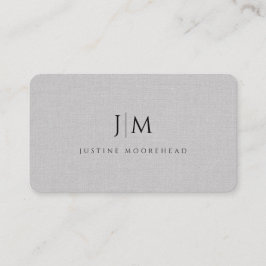 Tarjeta De Visita Moderno Monograma Profesional Lino Gris Minimalist
