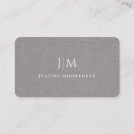 Tarjeta De Visita Moderno Monograma Profesional Lino Gris Minimalist