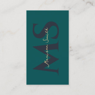 Tarjeta De Visita Moderno Monograma Profesional Oscuro Autobús Elega