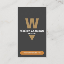 Tarjeta De Visita Moderno (Monograma QR) Bronce y mate negro