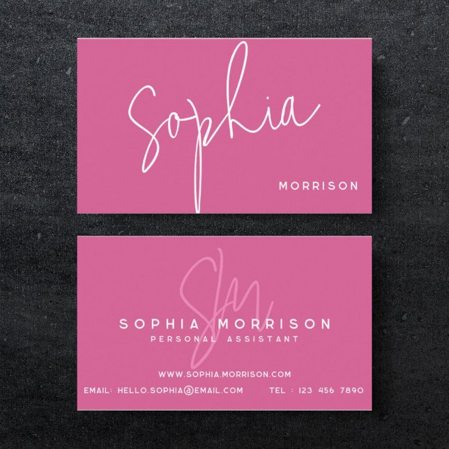 Tarjeta De Visita Moderno Monograma rosa oscuro profesional (Subido por el creador)