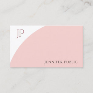 Tarjeta De Visita Moderno Monograma Rubor Blanco Rosa Elegante Simpl