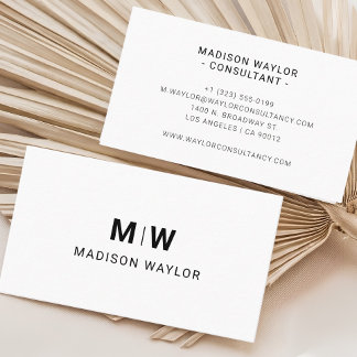 Tarjeta De Visita Moderno Monograma Simple Minimalista Profesional