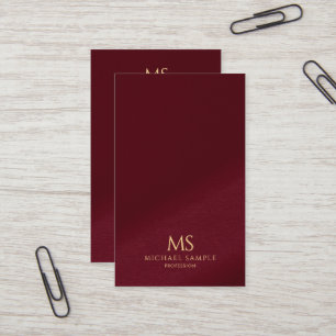 Tarjeta De Visita Moderno Monograma Vertical de Texto Dorado Elegant