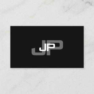 Tarjeta De Visita Moderno Monogramado Blanco Blanco Blanco Simple Pl