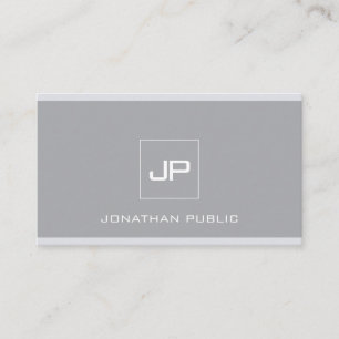 Tarjeta De Visita Moderno Monogramado Elegante Llanura Gris Minimali