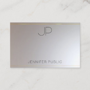 Tarjeta De Visita Moderno, Monogramado Gold Silver Elegante