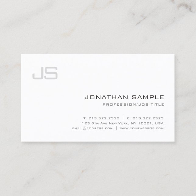 Tarjeta De Visita Moderno Monogramed Sleek Profesional Top Plain (Anverso)