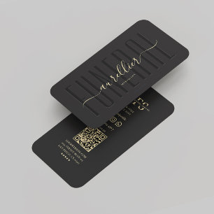 Tarjeta De Visita Moderno Morticismo Funeral Monograma Negro Oro