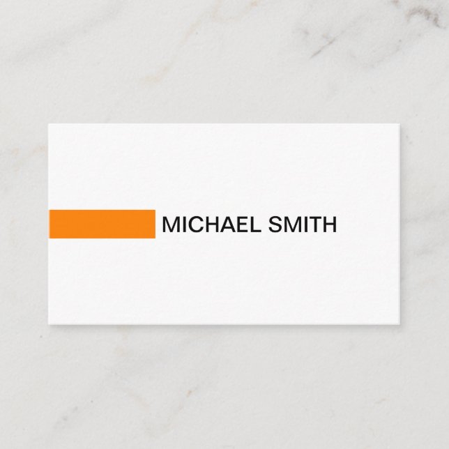 Tarjeta De Visita Moderno Naranja Elegante Profesional Blanco (Anverso)