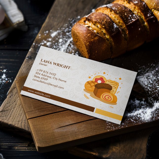 Tarjeta De Visita Moderno negocio de panadería | Marrón elegante (Subido por el creador)