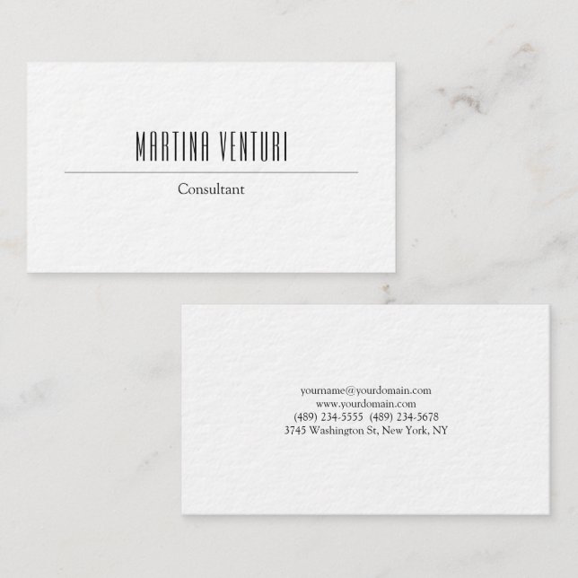 Tarjeta De Visita Moderno negrita Profesional Simple Blanco Negro (Anverso / Reverso)