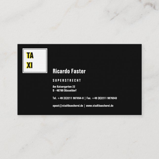 Tarjeta De Visita Moderno negro clásico (Anverso)