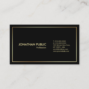 Tarjeta De Visita Moderno negro dorado elegante llano