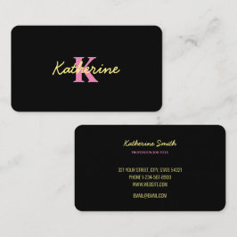 Tarjeta De Visita Moderno negro monogramado personalizado