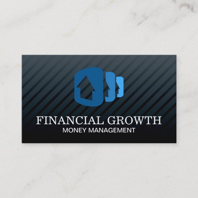 Tarjeta De Visita Moderno negro profesional | Casas apiladas (Anverso)