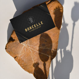 Tarjeta De Visita Moderno negro y dorado elegante