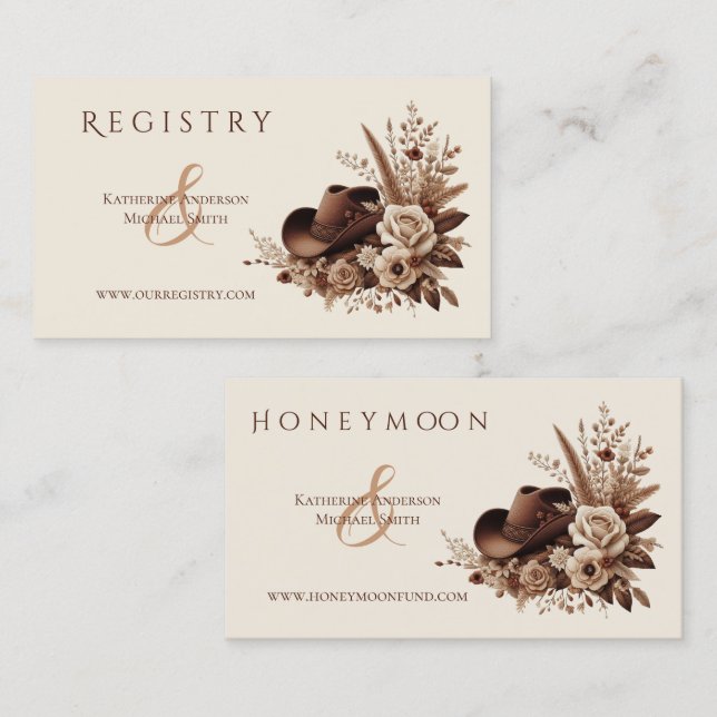 Tarjeta De Visita Moderno País Elegante Occidental- Floral (Anverso / Reverso)