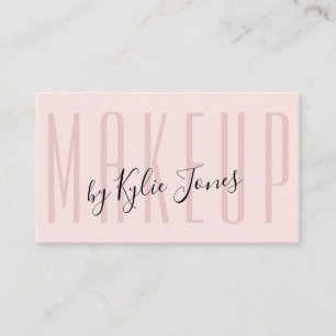 Tarjeta De Visita Moderno Pastel Rosa Makeup MUA Belleza Girly