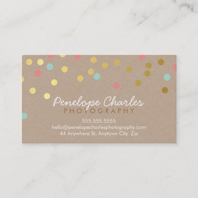 Tarjeta De Visita MODERNO patrón de confeti dorado patrón de mancha  (Anverso)