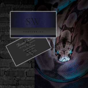 Tarjeta De Visita Moderno patrón de serpiente azul oscuro gris con
