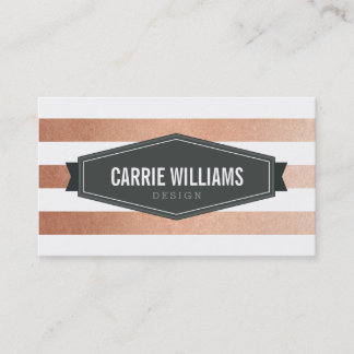 Tarjeta De Visita MODERNO PATTERN de cobre con placa gris a rayas